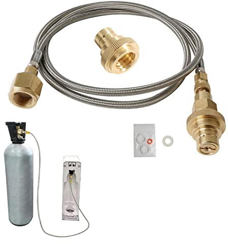 Roadtime 1,5 m Adapter-Hochdruckschlauch, W21.8-14 Edelstahlschlauch und 8 mm-Schnellkupplungsadapter Passend für Soda Stream Duo/Terra Wassersprudler