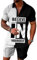 Osheoiso 2 Teiliges T-Shirt und Hosen Sets Herren Polo Shirt Shorts Jogginganzug Druck Freizeitanzug Mode Outfit Kurze Sweathose für Männer Sommer Freizeitanzug A 1 L