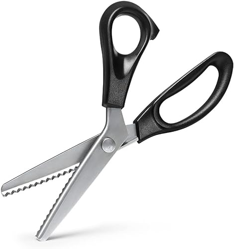 Ciseaux Cranteurs Noir 23,5 cm Ciseaux de Couture Professionnels Noir en Acier Inoxydable pour Travaux Manuels Cuir, Coton, Papier, Tissu