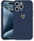 Wirvyuer for iPhone 15 Pro Case Cute Heart Pattern Soft Shockproof Protective Silicone Phone Case for Women Girls, Navy Blue