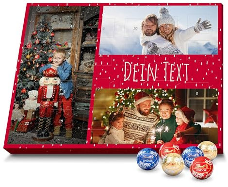 PhotoFancy® - Lindt LINDOR Adventskalender mit Bild bedrucken - Foto-Adventskalender selbst gestalten - Design Schneefall Collage 3