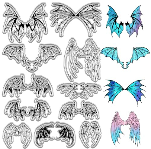 craspire Evil Wing Clear Stamps Witch Bat Gothic Transparente Gummistempel Silikonsiegel Stempeltagebuch Für Halloween DIY Scrapbooking Fotoalbum Dekorative Karten Herstellung Stempel Filmrahmen