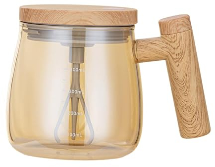 LOVIVER Taza agitadora automática, Taza mezcladora automática de Vidrio portátil de 400ml, Taza mezcladora automática para café/Leche/proteína en Polvo, Taza, champán