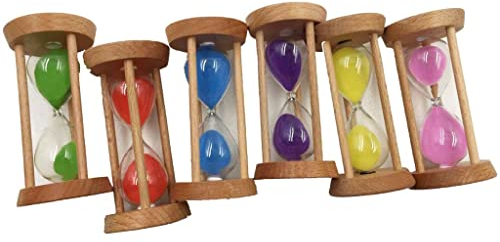 Tiuimk Lot de 6 sabliers ronds en bois pour la cuisine et la cuisson