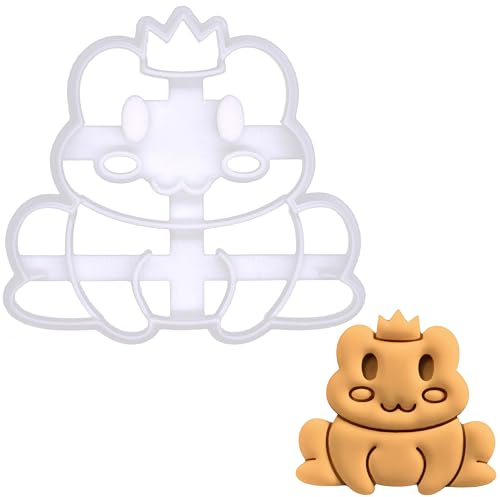 BAKERLOGY Emporte-pièce jolie grenouille avec couronne - Conception détaillée d'emporte-pièces pour la pâtisserie et l'artisanat, adaptée au fondant, à la pâte, à l'argile
