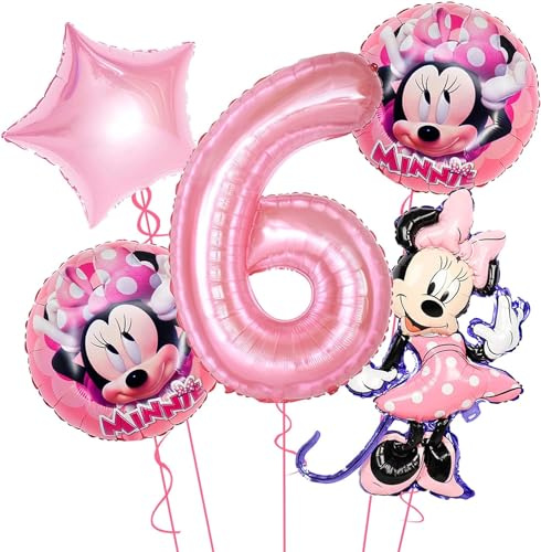 Luftballons Geburtstag 6 Jahre, Luftballons 6. Geburtstag Mädchen, Folienballon 6 Rosa für Mädchen Kinder Party Dekoration