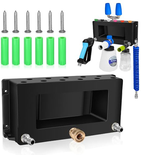 Boltigen Wall Mounted Pressure Washer Gun Holder, Foam Cannon Organize Holder, Car Wash Power Washer Tip and Extension Wand Holder, 1/4'' Quick Connect Pressure Washer Accessories Storage Rack