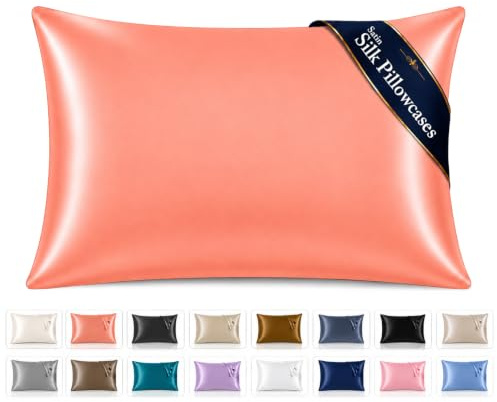 Pamposh Satin Silk Pillowcases For Hair And Skin 4 Pack Standard Size with Envelope Closure (4 Pcs Pillowcases (50 x 75 cm), Coral)