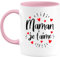 quotedazur - Mug Cadeau Maman - Maman Je T'aime - Tasse Cadeau Fête Des Mères - Rose/Céramique