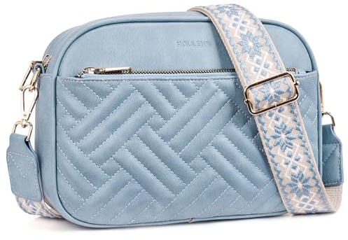 Roulens Gesteppte Damen Handy Umhängetasche, PU Leder Handy Schultertasche, Crossbody Bag für Damen mit Verstellbarem Breiter Gurt