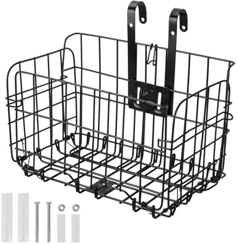 Folding Front Bike Basket, Cargo Basket for Bike, Removable Front Bag Rear Rack Hanging Bicycle Basket, Collapsible Bike Frame Baskets for Women's and Men's, Mountain Bike Accessories
