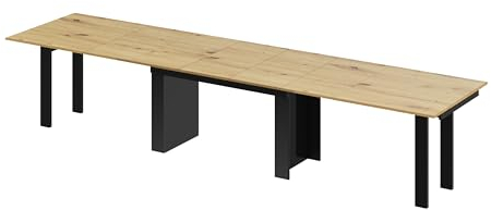 designimpex Design Esstisch Tisch HMA-111 XXL ausziehbar 170 bis 410 cm Esszimmer, Farbe:Eiche Artisan - Schwarz Hochglanz