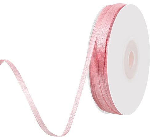 woric 91 m Schleifenband Rosa, 3 mm Geschenkband Rosa Satinband Dekoband für Kommunion Deko Hochzeit Geburtstag Taufe Baby Shower Geschenkverpackung