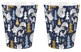 Christmas Foxes Egg Cups Set - Winter Woodland Wildlife Presents for Xmas - Pack of 2 Ceramic Egg Cups/Holders Kitchenware/Shot Glasses Drinkware Boxed Gift