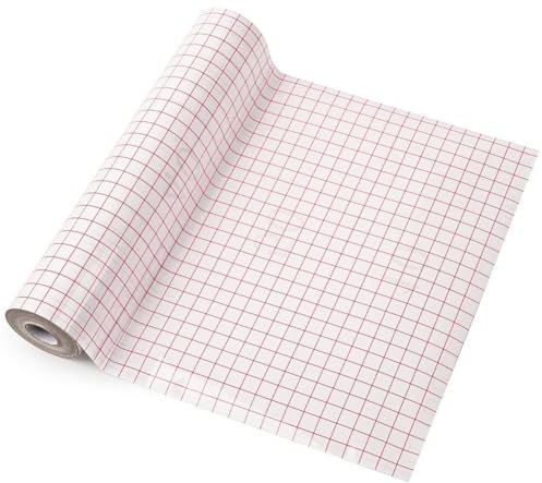 JUJNE Transparentes Vinyl-Transferpapierband auf Rolle, Rotes Ausrichtungsraster, Transparent, Transferpapier für Silhouette Cameo (30,5 cm X 4,5 M)
