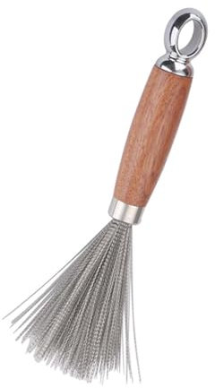 Fogukier Cepillo para ollas de acero inoxidable | Limpiador de ollas de acero inoxidable resistente con mango largo de madera, a prueba de óxido, de larga duración, limpieza eficiente de cocina para