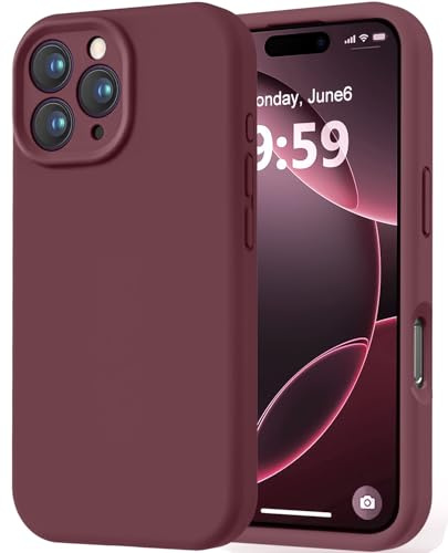 LOVE 3000 Designed for iPhone 16 Pro Case, Premium Silicone with [Soft Anti-Scratch Microfiber Lining] Shockproof Protective Phone Case for Lanyard 6.3, WineRed