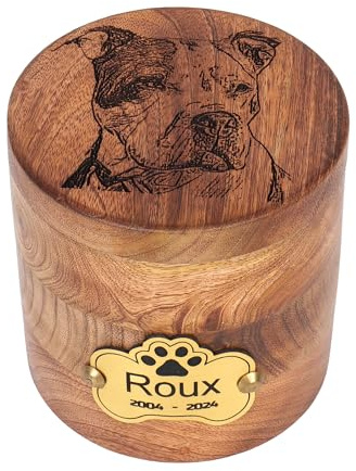 Personalisierte Haustierurne aus Holz – Urne für Hunde & Katzen Asche mit individueller Fotogravur, Gedenkurne für Haustiere, Erinnerungsurne für Hunde oder Katzen