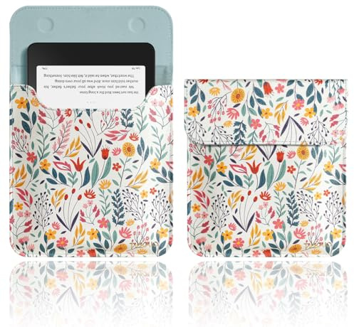 TiMOVO 7 Inch eReader Sleeve Carrying Case, Flowers | Fits 7 eReader 10th/9th Gen 2019/2017, Protective Pouch Sleeve Cover Bag Compatible with Kobo