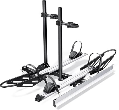 Rockland Porte-vélo électrique pliable pour 2 vélos électriques avec rampe, capacité de 90,7 kg, support pour vélo électrique jusqu'à 12,7 cm de largeur et empattement de 127 cm, support de vélo