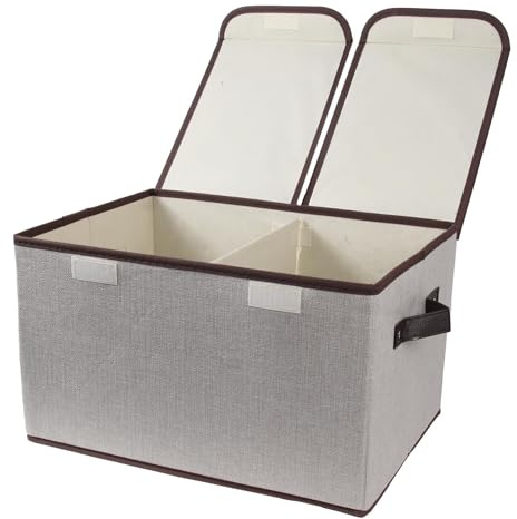 Tcbelosion ROSONG Boîte à documents ignifuge – Boîte de rangement portable verrouillable avec poignée étanche pour accrocher des lettres/dossiers juridiques importants (gris)