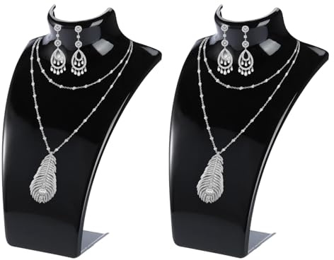 2 Stück Schmuck Display Rack, Büste Display Halter Ständer (Schwarz) | Schmuck Schaufensterpuppe Büste Halskette Ohrringe Display Ständer Mannequin Modell Shop Schmuck Rack