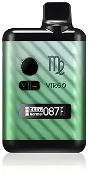Virgo Portable Dry Herb Vaporizer Cannabis for Aromatherapy Ceramic Heating Chamber, OLED Display Precision Temp Control, USB-C Fast Charging, 1300mAh Battery Nicotine Free Empty Device (Green)