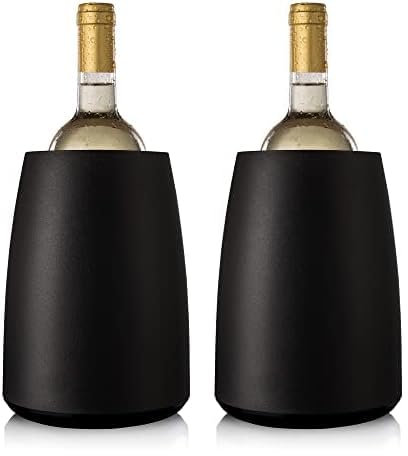 Vacu Vin Rafraîchisseur à Vin - Acier Inoxydable - Glacière Réutilisable pour Bouteilles de Vin - Noir - Housse de Refroidissement pour Bouteilles (Lot de 2)