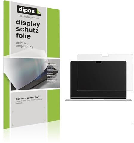 dipos 2x Displayschutzfolie matt für Apple MacBook Air 13 Zoll M4 2025 | Antireflex, entspiegelnd, passt perfekt, Ultra-Dünn, kratzfest, blasenfrei, Fingerprint-kompatibel, selbstklebend