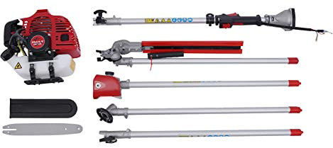 Benzin Motorsense 4IN1 Multitool für Garten, Rasentrimmer, Heckenschere, Hochentaster, Kettensäge
