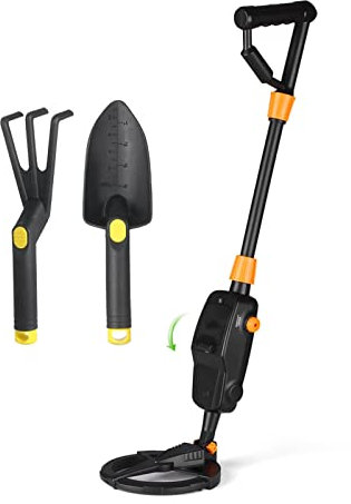 MD1008A Metal Detector Pinpointer Palmare Oro Tesoro Metal Detector Sotterraneo Tracker Cercatore Finder for Adulti Bambini per professionisti e fai da te(With Rake Shovel)