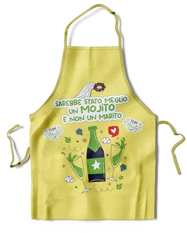 KAÏDENSÏ Schürze für Junggesellinnenabschied – Gadget Team Bride Lustig – Partyzubehör Besser ein Mojito als ein Ehemann, gelb, 60x70 cm