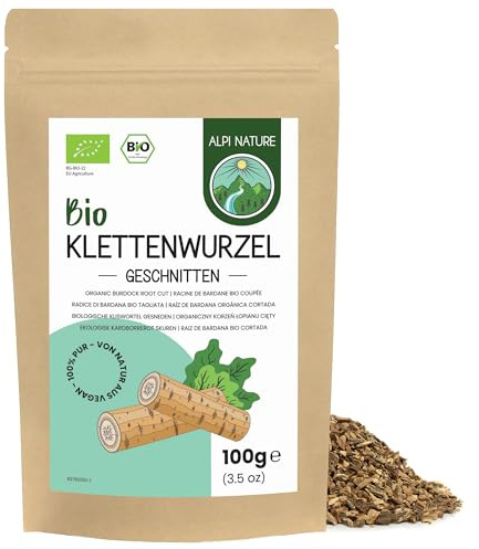 Alpi Nature Radice di Bardana Tisana BIO 100g, Pezzi di Radice di Bardana Essiccati e Tagliati