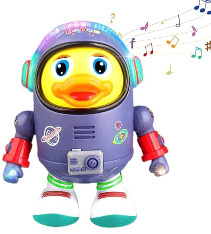 Fyrdyn Pato Bailarín de Juguete | Pato Espacial Bailarín - Robot Móvil con Luces y Sonidos Actividades Educativas Interactivas para Niños Niñas 3+ Fiestas Cumpleaños Hogar Preescolar