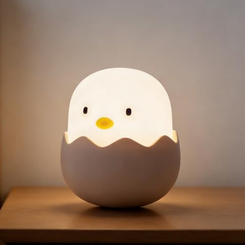 OVOISSTIY LED Nachtlicht Kinder, Stilllicht Dimmbar Tragbare USB Aufladbar Nachtlicht Baby, Silikon Nachttischlampe Kinder für Babyzimmer, Schlafzimmer, Das Lesen, Schlafen - Küken