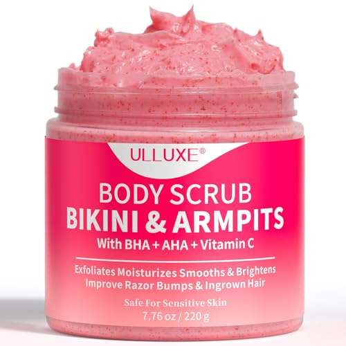 Bikini-Peeling mit 10% AHA + BHA & Vitamin C, Körperpeeling gegen eingewachsene Haare, Achselpickel, Pigmentflecken und für einen ebenmäßigen Teint, auch für empfindliche Haut geeignet, 220 g