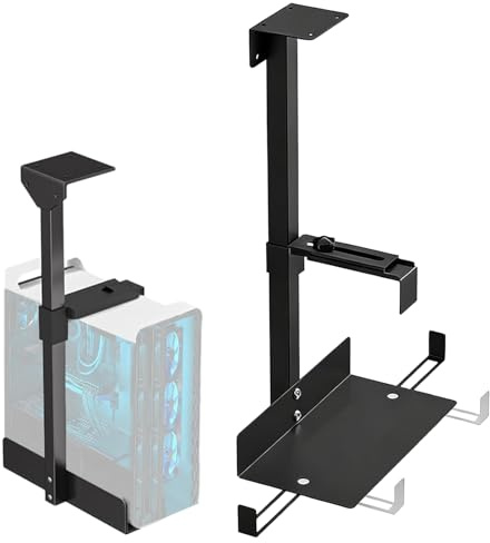 BLOGOLOER Soporte PC Bajo Mesa, Soporte Torre PC, Hasta 30 Kg de Capacidad de Carga, Ahorro de Espacio Montaje para Escritorios, Universal y Estable
