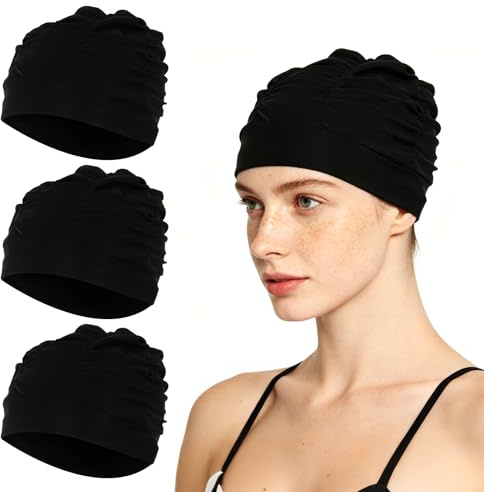 2 gorros de natación para adultos, gorro de natación para mujer, gorro de baño para hombre, protección para las orejas, gorro de baño, antideslizante, para verano, para hombre y mujer, pelo largo y