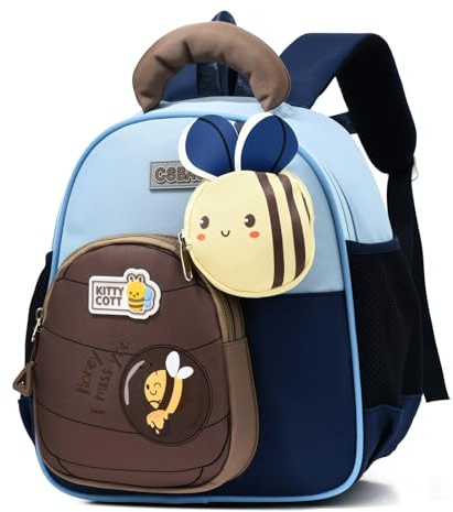 PROTAURI Kindergartenrucksack Jungen 2-5 Jahre 9.7L 3D Insekten, Blau | mit Brustgurt reflektierend wasserabweisend leicht atmungsaktiv ergonomisch 3D Insekten