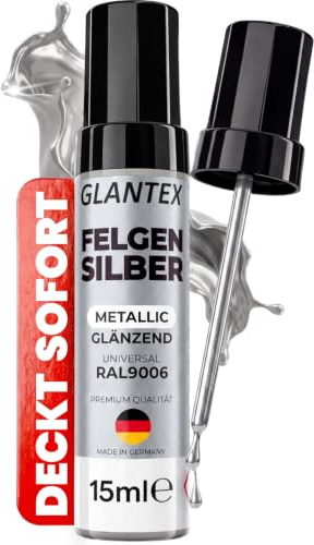 Lackstift Silber Metallic - 15ml - Felgensilber für Auto Felgen Reparatur | Hochdeckend und Schnell Trocknend - Lackstift Auto Silber Reparaturset, Felgenlack - Autolack Kratzer Entferner