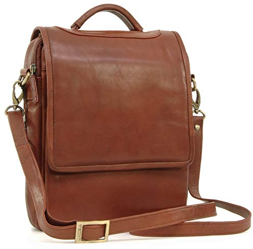 VISCONTI - Women's Leather Crossbody Bag - Medium Briefcase/Work Bag - Detachable Adjustable Shoulder Strap - 1603 Grace - Brown