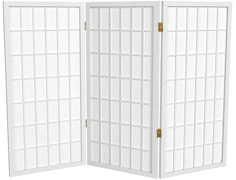 Oriental Furniture Shoji Sichtschutz unter dem Schreibtisch, 91 cm, 3 Paneele, Weiß