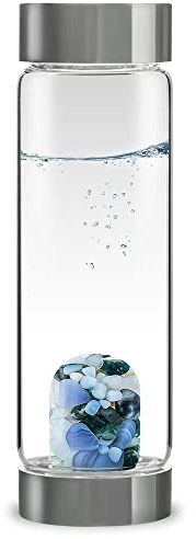 VitaJuwel ViA MOMENTUM | Crystal Water Bottle with Moss Agate, Aquamarin and Milk Opal