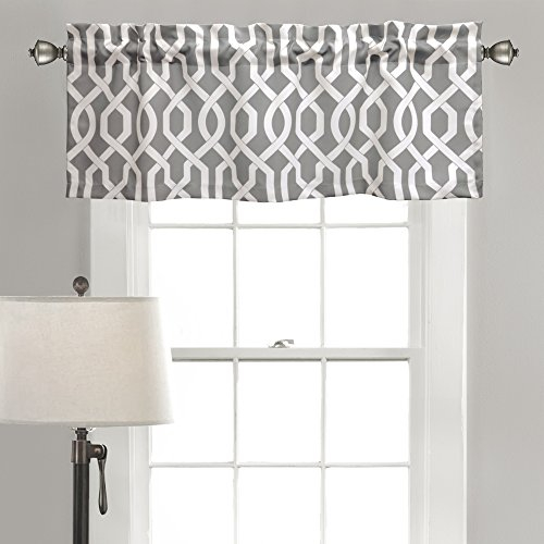 Lush Decor Lush Décor Edward Spalier Raumverdunkelungsvolant, 45,7 x 132,1 cm + 5,1 cm Kopfleiste, Grau, Polyester, W 18 x L 52 (4 Panels)