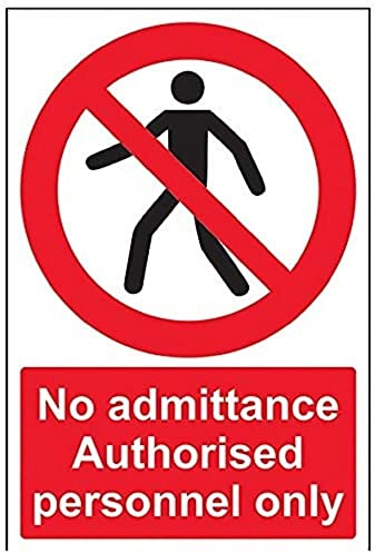vsafety 52019 au-s Kein Zutritt autorisierter Personal//NUR Passant Verbot Zugang Schild, selbstklebend, Portrait, 200 mm x 300 mm, schwarz/rot