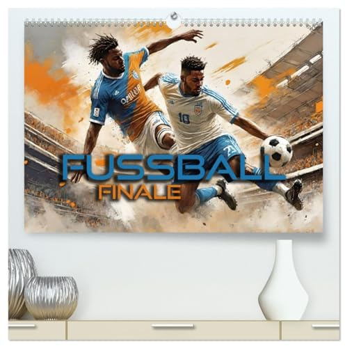 Fußball - Finale (hochwertiger Premium Wandkalender 2026 DIN A2 quer), Kunstdruck in Hochglanz: Atmosphärische Illustrationen dynamischer Spielszenen rund um das Thema Fußball (CALVENDO Sport)