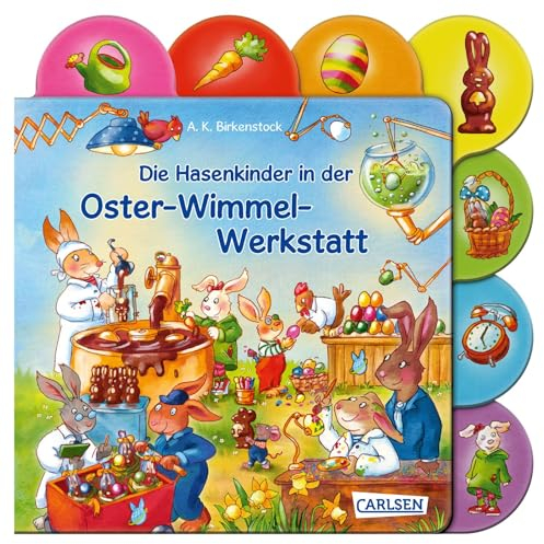 Die Hasenkinder in der Oster-Wimmel-Werkstatt: Lustige erste Osterhasengeschichte zum Suchen und Entdecken ab 2