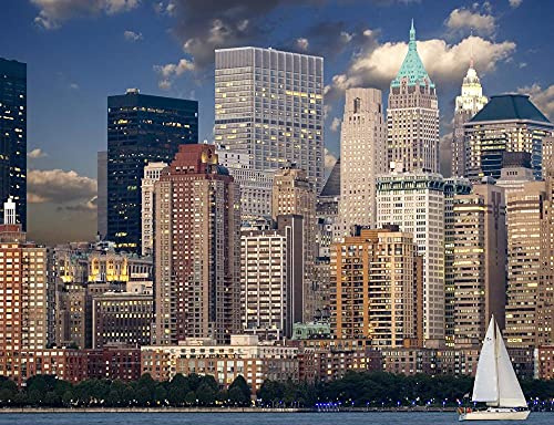 hansepuzzle 12500 - Manhattan Skyline Puzzle 1000 Teile - Orte-Puzzle mit hochwertiger Aufbewahrung: Kartonbox und wiederverschließbarem Beutel - Format 60 × 46 cm
