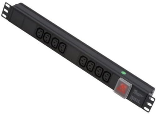 LINDY 1U 8 Way Horizontal Mount PDU IEC C14 Male to 8 x IEC Mains Sockets - Switched 3m