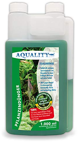 AQUALITY Aquarium Pflanzendünger (Mit lebenswichtigen Spurenelementen und Mineralien für prächtige Pflanzen im Aquarium. Dünger gegen Mangelerscheinungen), Inhalt:1 Liter